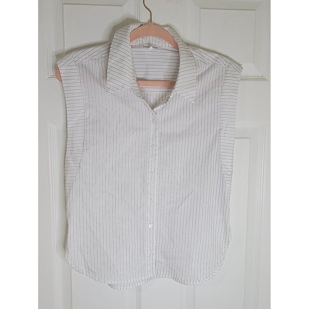Heartloom Women Size XS Sleeveless Button-Front Stripe Shirt - White/Gray